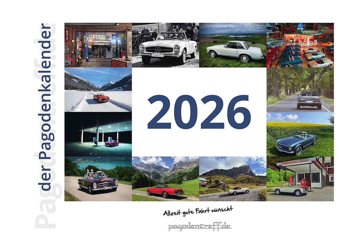 Titelblatt des Wandkalenders 2026: Collage der zwölf Monatsmotive mit Jahreszahl 2026.